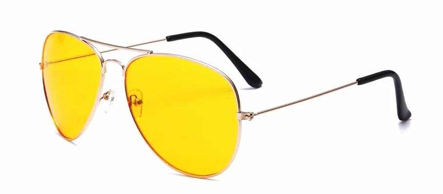 GoldYellow Aviation Sunglasses Unisex Vintage Pilot Sunglasses Women Brand Design Night Vision Goggles Glasses for Driving Oculos - Цвет линз: GoldYellow