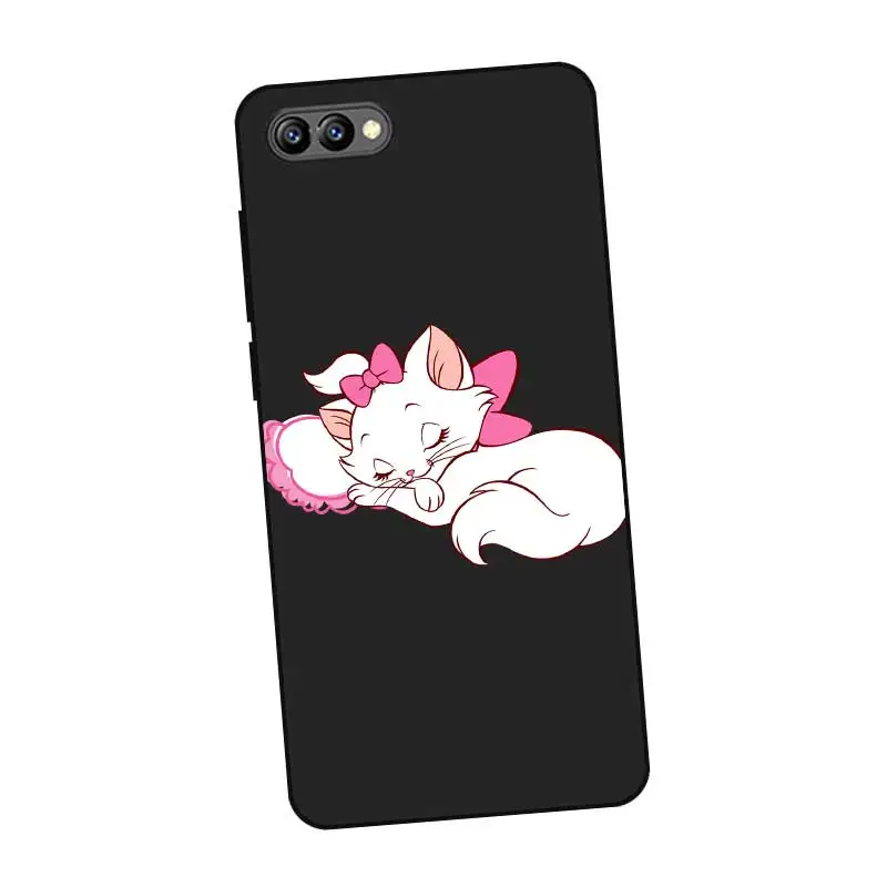 P114 Marie Cat Черный силиконовый чехол для huawei Honor 6A 6C 6X 7C 7X8 Lite Pro |