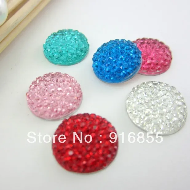 

Free Shipping 24pcs Size 14mm Fashion Round Cartton Stone Multi Flatback Resin Rhinestones Beads
