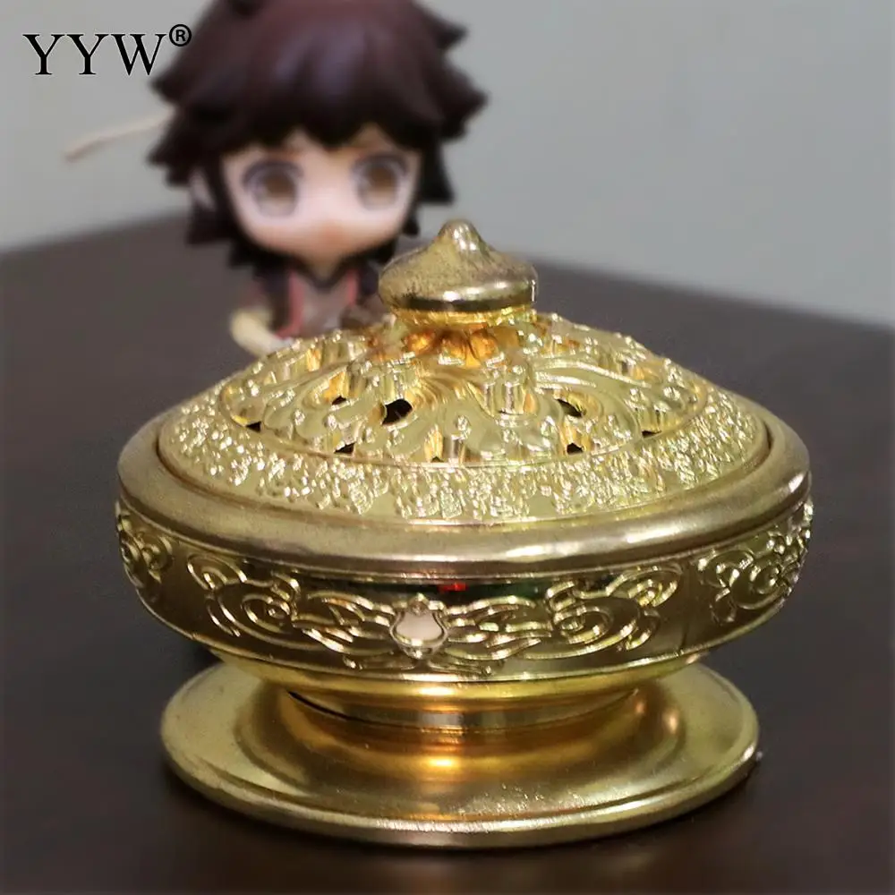 

Classical Incense Burner Backflow Metal Incense Coil Holder Durable Use In Temple Office Aromatherapy Censer Incienso Decoration