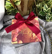 red box wine ribbon 12 шт Серые Мраморные линии конфеты мешок коробки для вечерние украшения стола/события вечерние поставки/свадебный подарок коробки - Цвет: red box wine ribbon
