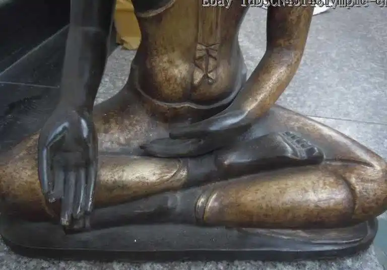 25-дюймовая китайская Медь Бронза позолоченная резная статуя золотого буддизма