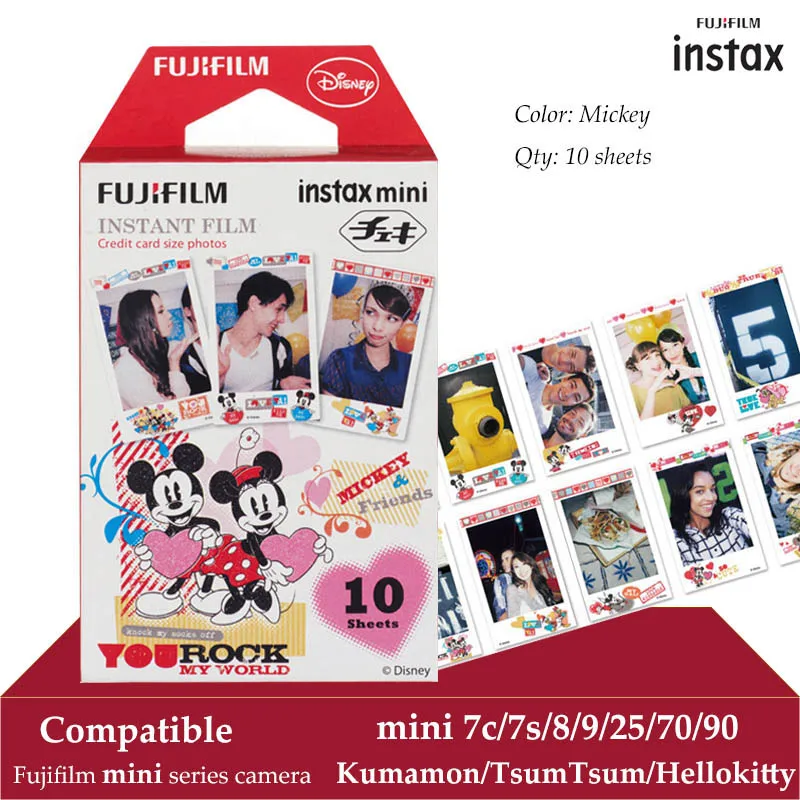 Пленка Fujifilm Instax Mini пленка Микки 10 листов для 9 8 + 7s 70 90 25 мгновенная полироидная