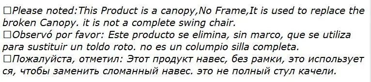 Бесплатная доставка Tsling запасные Качели стул крыши части замена Навес 190x120cm / 74 8