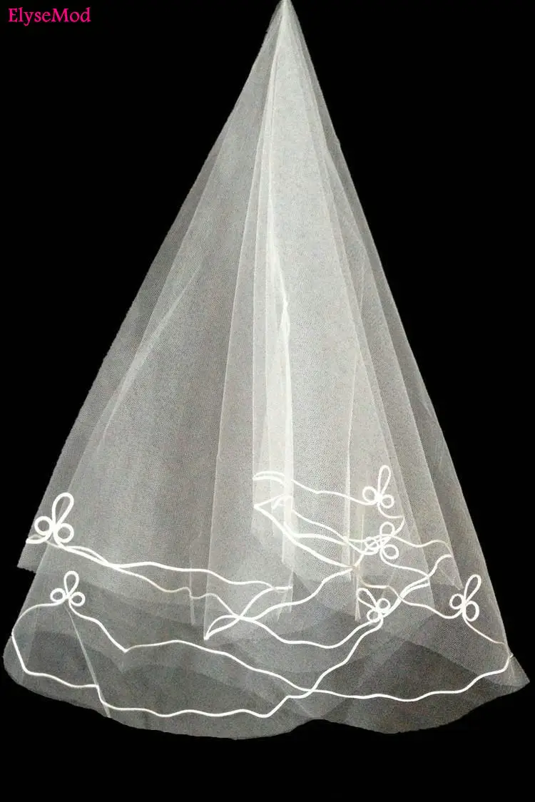 

Дешевые один слой тюль Карандаш Край 1T цвета слоновой кости Женская Фата невесты свадебная вуаль