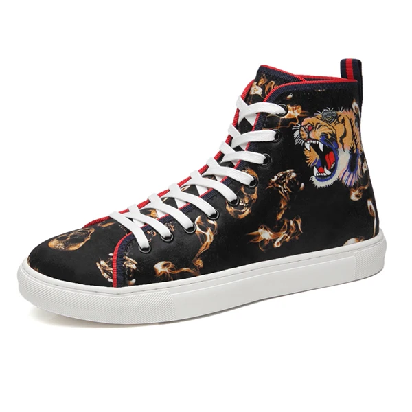 High-top Golden CYYTL Bengal Tiger мужские кроссовки Уличная Повседневная обувь 5D печать на шнуровке дышащая прогулочная теннисная обувь Masculino zapatillas hombre - Цвет: High-top Golden