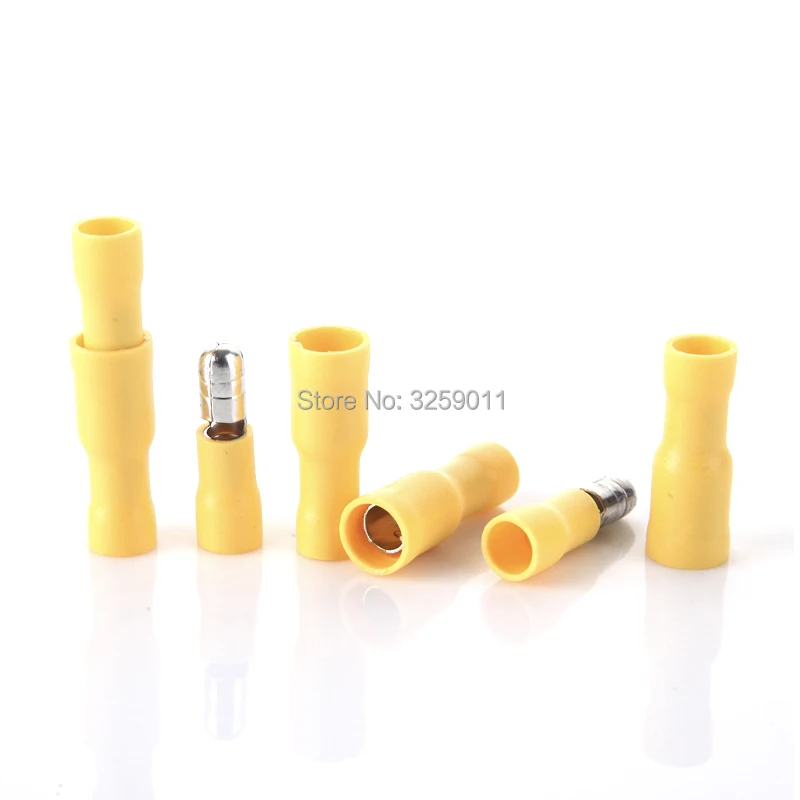 

50PCS Crimp Terminal Butt Connector Male Female Pre-Insulating Joint 12 - 10 AWG MPD 5.5-195 FRD 5.5-195 yellow