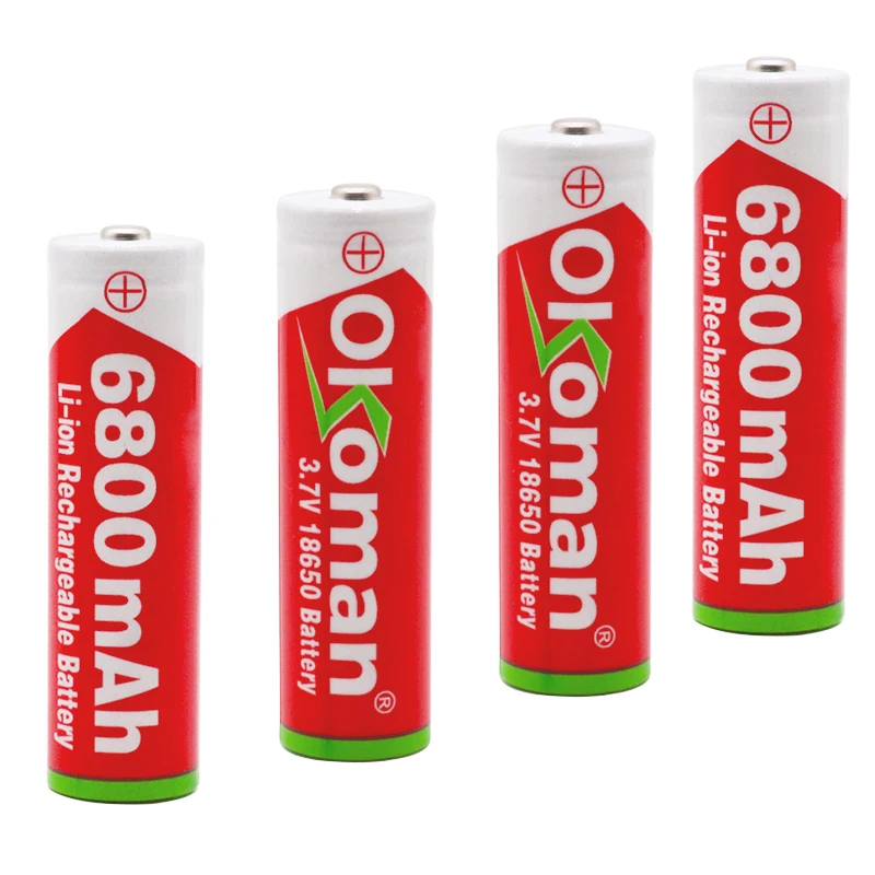 18650 аккумуляторная батарея 3 7 V 6800mAh литий-ионная для фонарика | Электроника