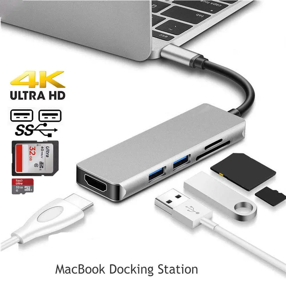 Док станция Kuulee для MacBook Pro док Thunderbolt 3 USB C хаб адаптер совместимый с HDMI|USB-гаджеты| |