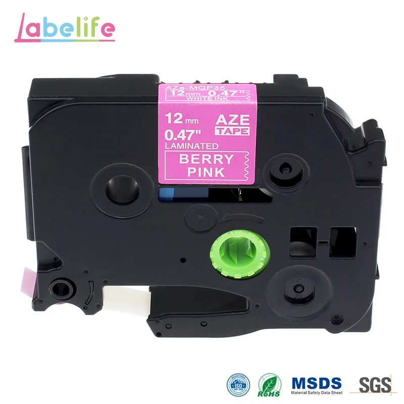 Labelife TZe-MQP35 TZe MQP35 12 мм белая на ягодном розовом этикетка картриджа лента
