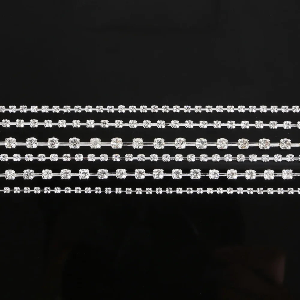 Лидер продаж 10 ярдов/рулон стразы в виде цепочки прозрачные/Белые Стразы AB