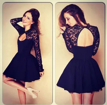 Ажурное кружевное мини платье на бретельках с длинным рукавом WJ185|a dress|dress sexylong