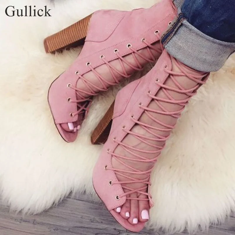 Ботильоны Gullick на шнуровке с открытым носком босоножки-гладиаторы вырезами