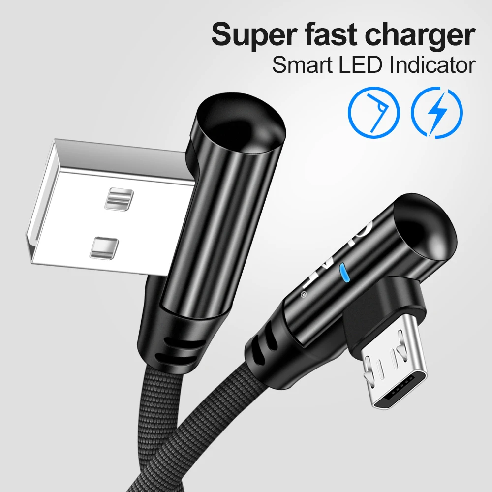 Олаф 2.4A Быстрая зарядка 90 градусов локоть микро USB кабель для Samsung S7 Xiaomi LG планшет