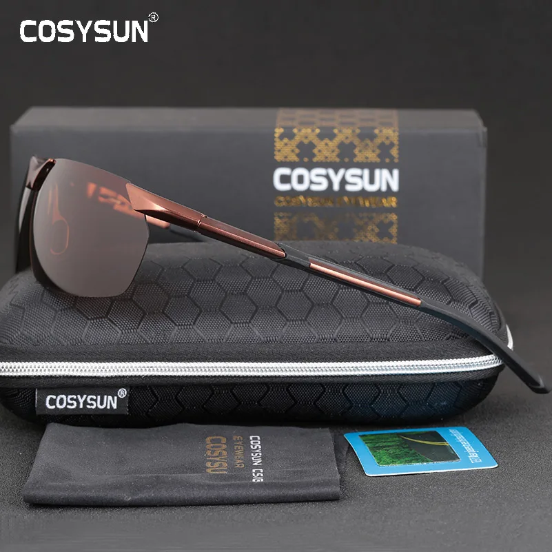 COSYSUN, брендовые поляризованные солнцезащитные очки, мужские солнцезащитные очки, для вождения, алюминиевый сплав магния, оправа, солнцезащитные очки, для рыбалки, Gafas de sol 0373