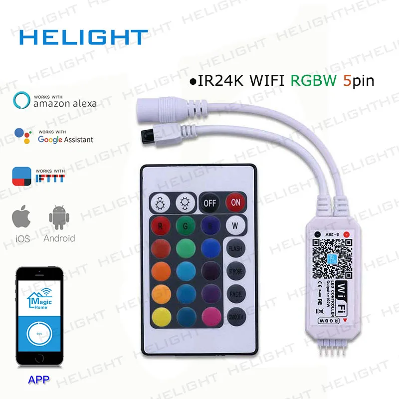 DC12-28V мини wifi RGB/RGBW контроллер полосы музыкальный контроллер Amazon Alexa Google домашний телефон wifi контроллер для полосы светильник