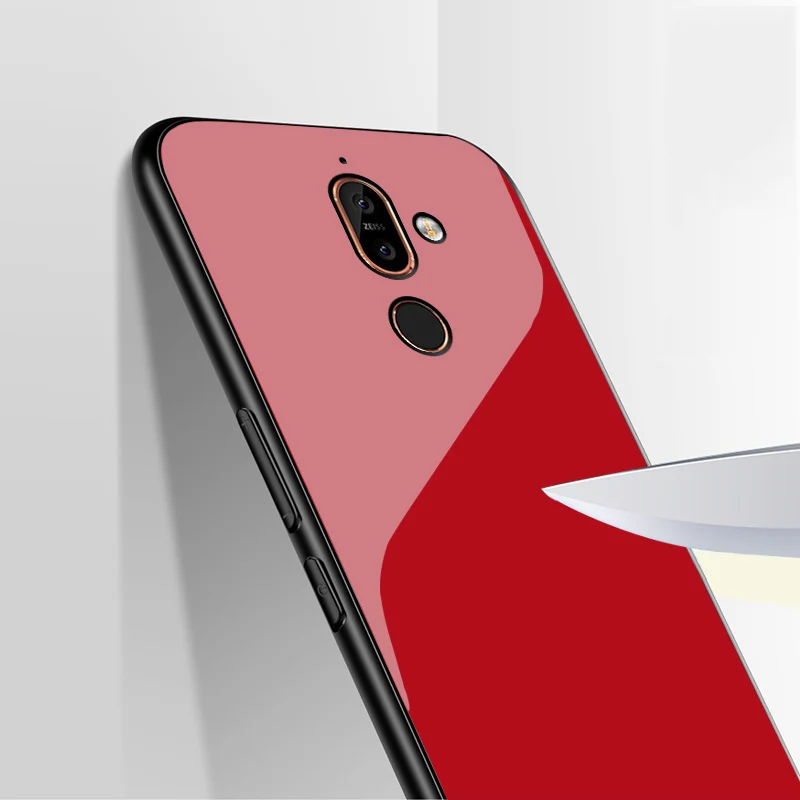 Чехлы для Nokia 7 Plus/X7 стеклянный силиконовый чехол ТПУ Рамка + стеклянная черная