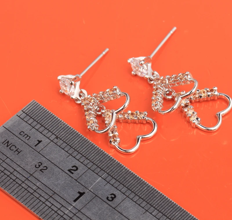 Романтический Сердце Шампанское/коричневый/оранжевый Morganite 925 серебро для
