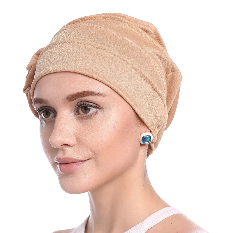 Подарок для мусульманских женщин головной убор шапки мягкий эластичный цветок