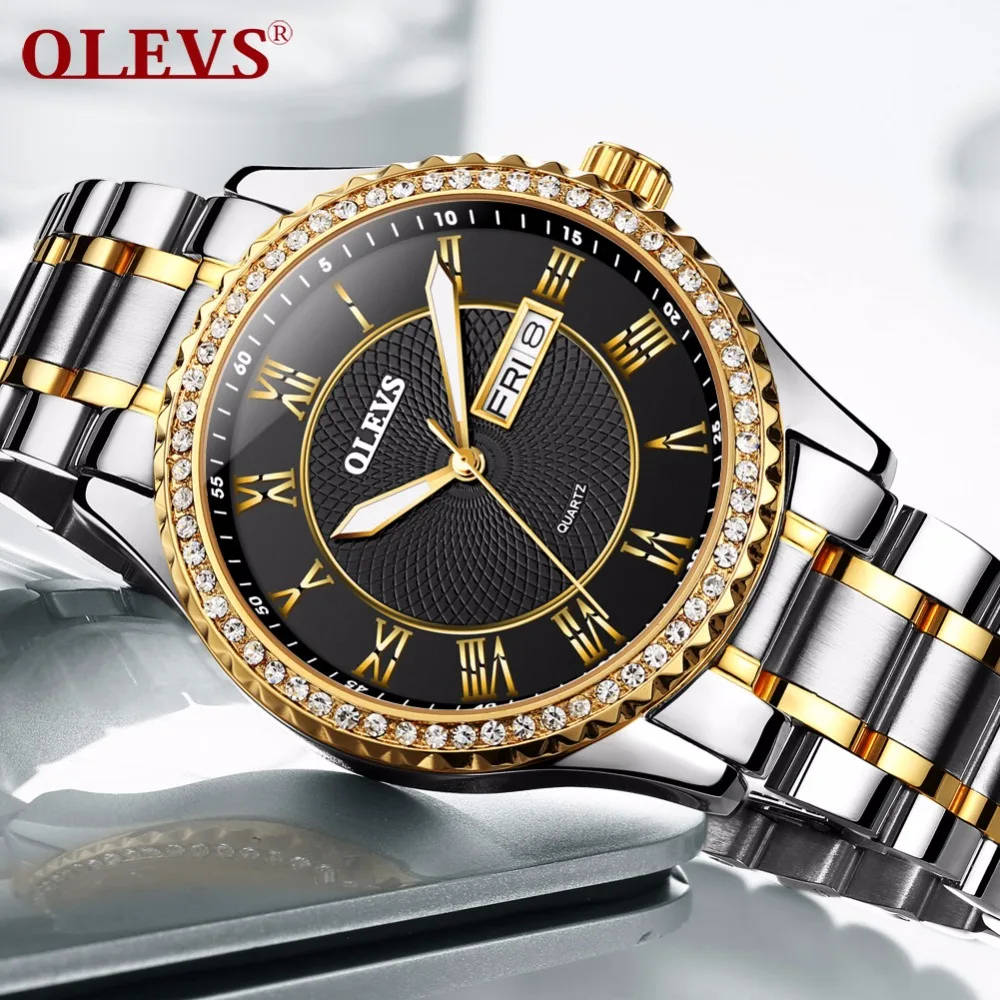 OLEVS Топ люксовый бренд 2019 мужские золотые часы элегантные популярные наручные