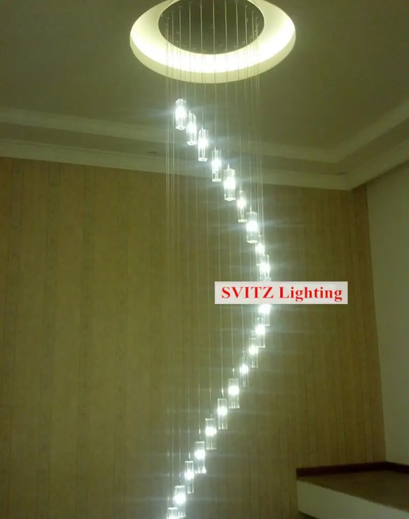 Modern crystal Chandelier led lustres de cristal Hanging Lamps for living room hotel lobby long Spiral Crystal suspension lamps |