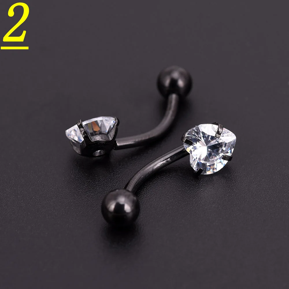 2шт серебро золото черный пирсинг тела звезда Цирконий кубический бар штанга мяч