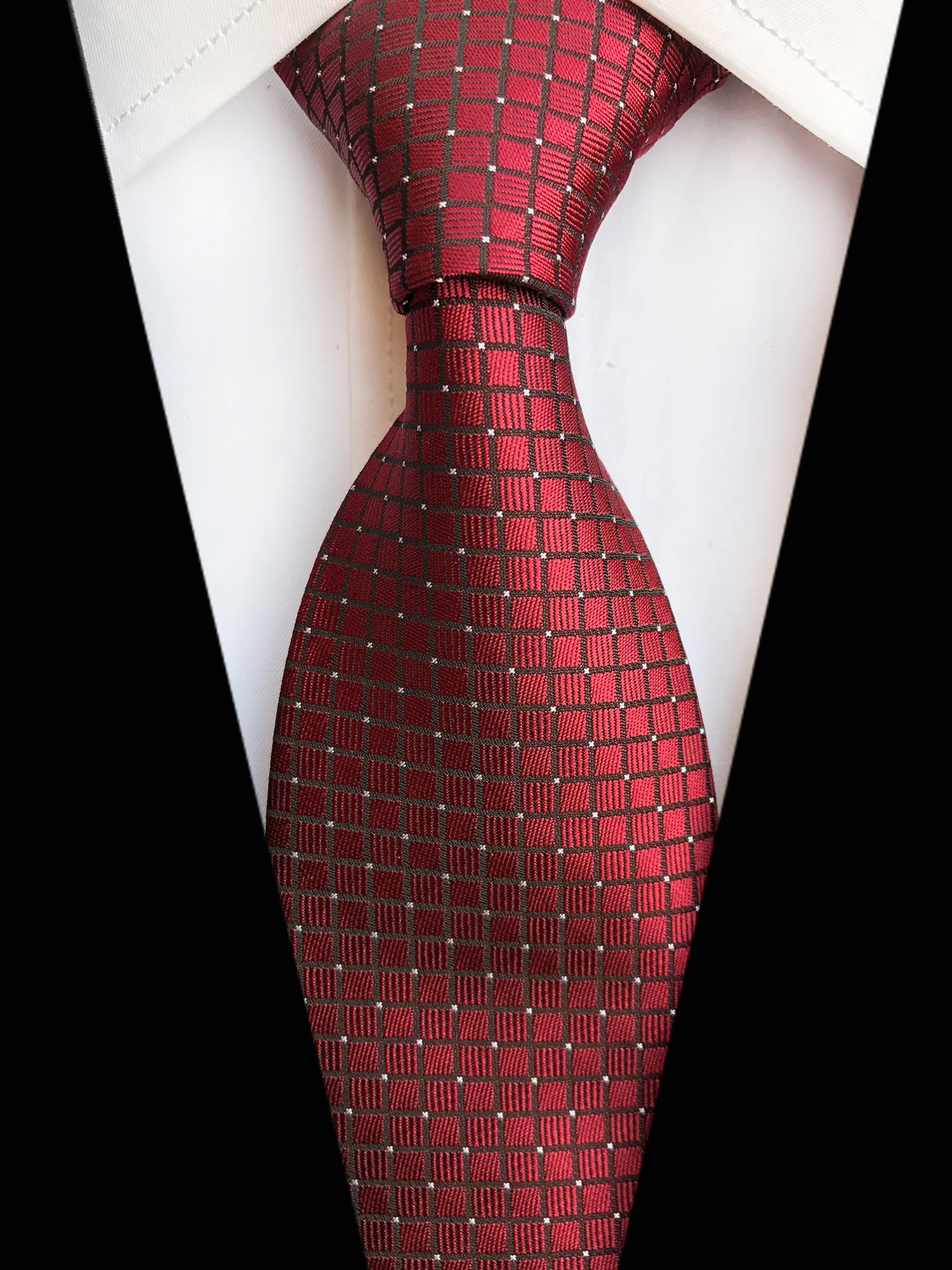 Silver Color Man Formal Occasion Tie Unique Design Checkered Grids Necktie | Аксессуары для одежды