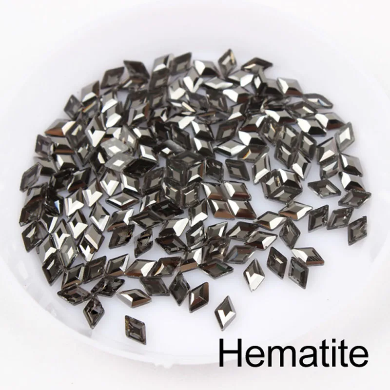Hematite 30/100 шт./лот ногтей Стразы 3x5 мм Flatback ромб с цветными камнями для 3D нейл-арта украшения - Цвет: Hematite