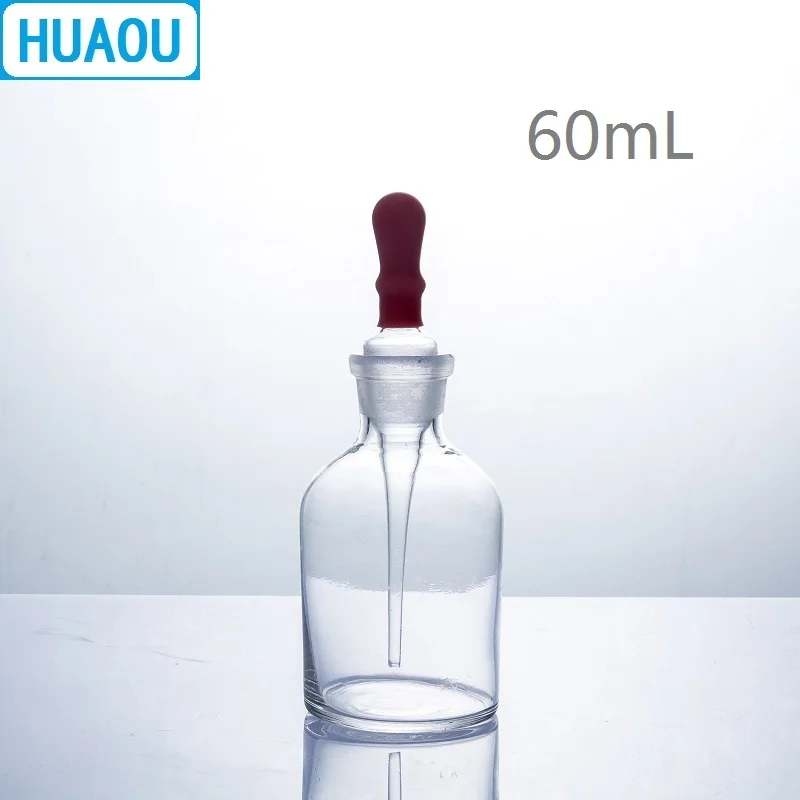 Флакон HUAOU 60 мл прозрачное стекло с заземлением в пипетке и латексной резиновой