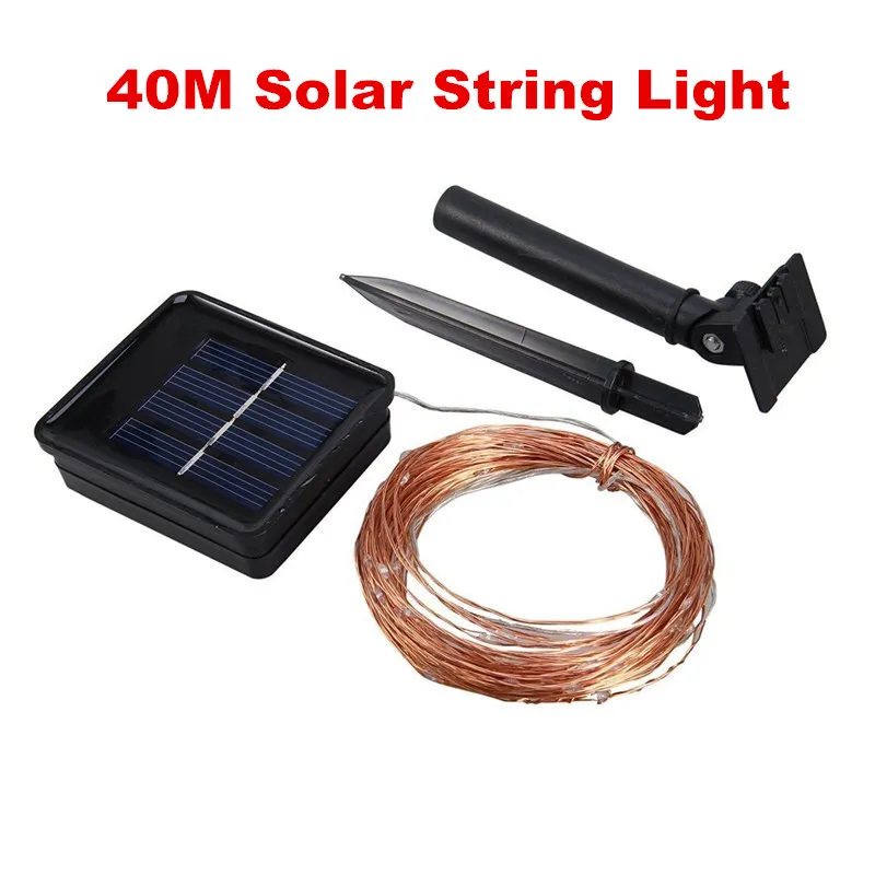 40m solar string LED Outdoor Solar Lamps/USB 10m/20m/30m LED String Lights Fairy Holiday Christmas Party Garlands Solar Garden Waterproof Lights - Испускаемый цвет: 40m solar string