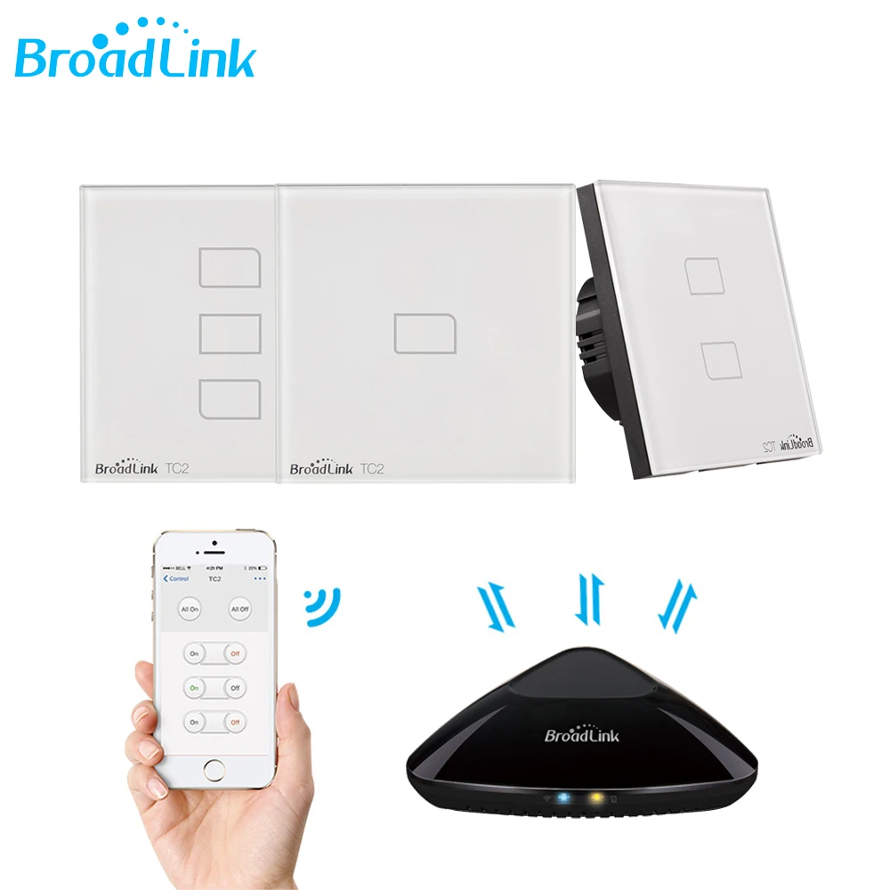 Broadlink TC2 WiFi переключатель стандарт ЕС Настенные светильники RF 433 МГц Беспроводное