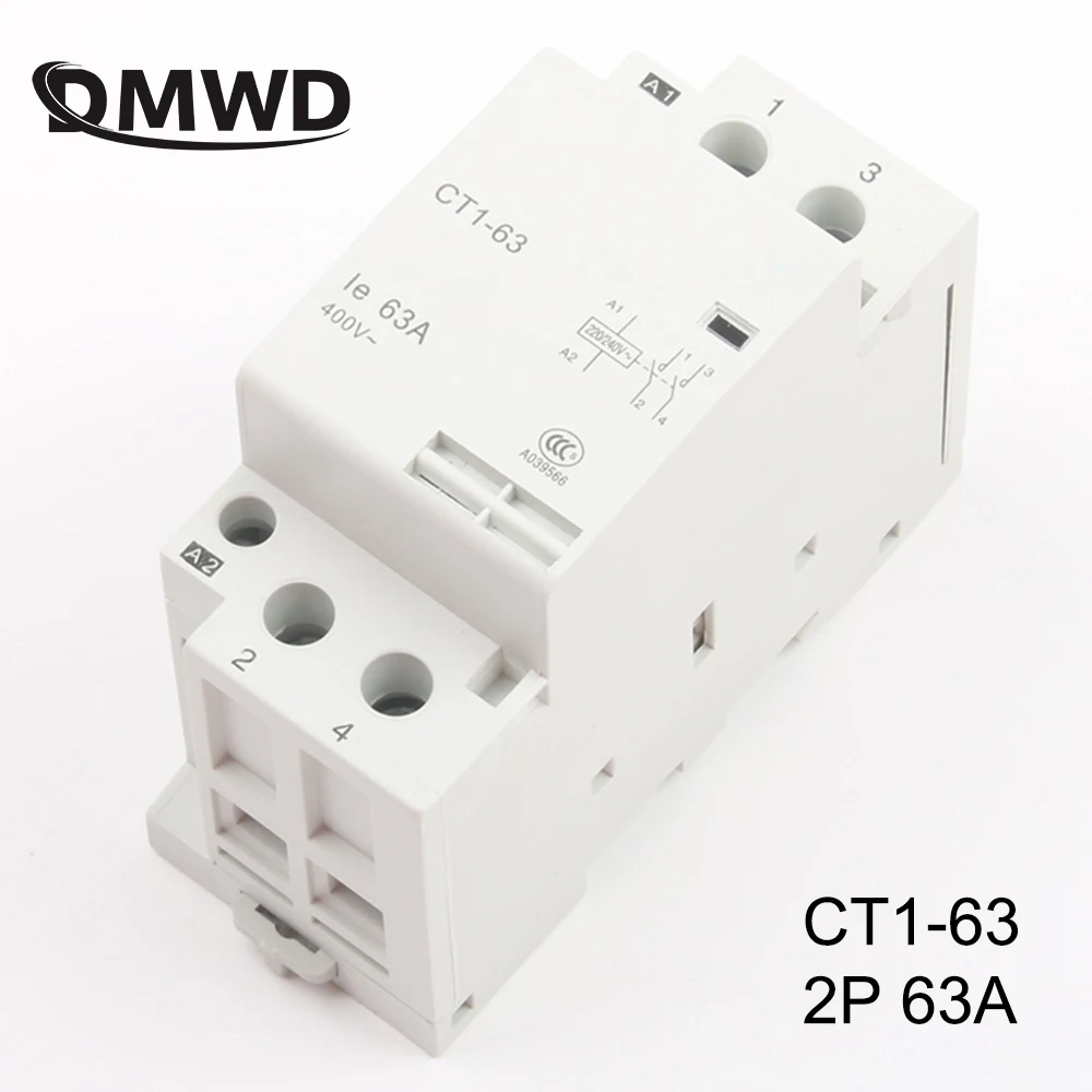 CT1 63 63A 2P 220В/230В 50Гц din рейка бытовой ac модульный контактор 2NO 1NO1NC 2NC КОНТАКТНЫЙ