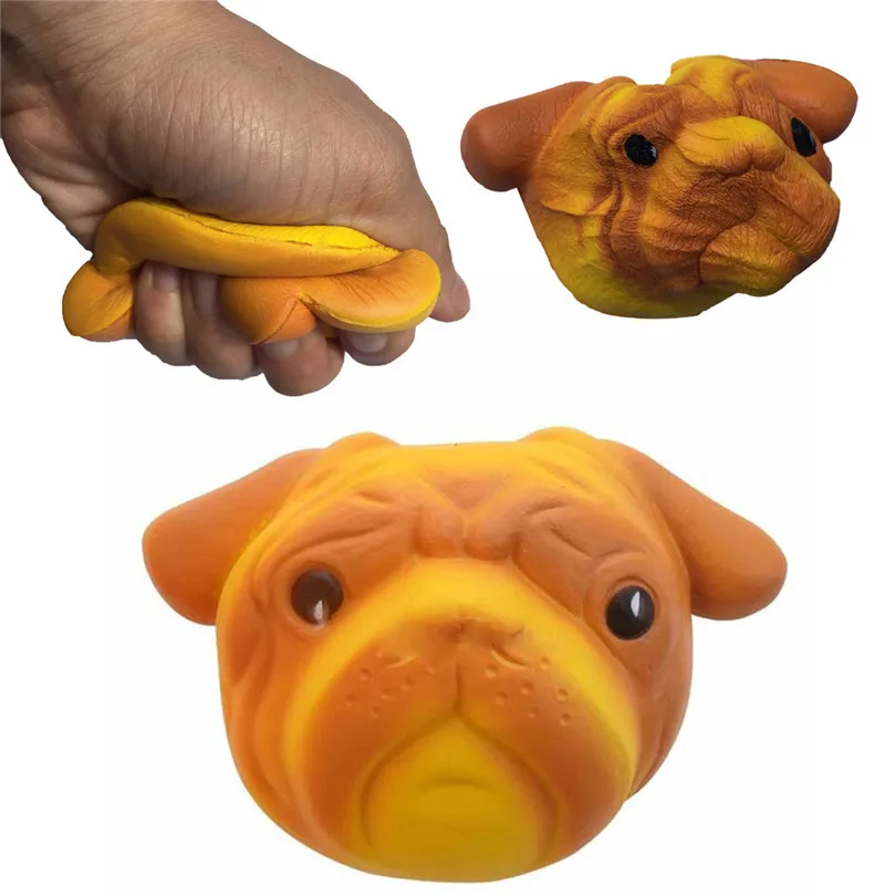 Симпатичные ПУ красочные мопса собака голова трения сжимать расслабляющий и