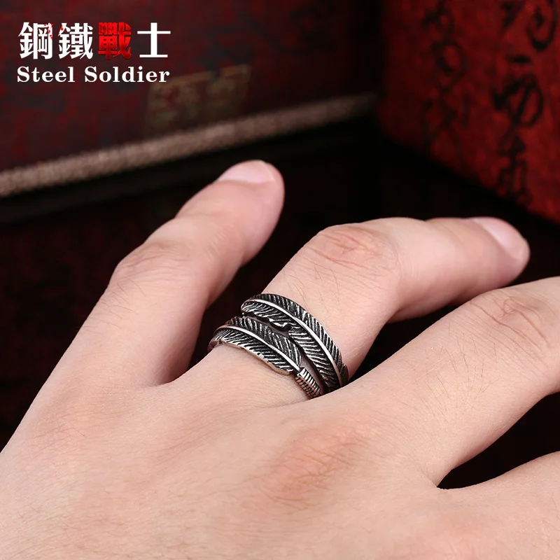 Кольцо из нержавеющей стали с перьями для маленького пальца|feather ring|rings for fingersring