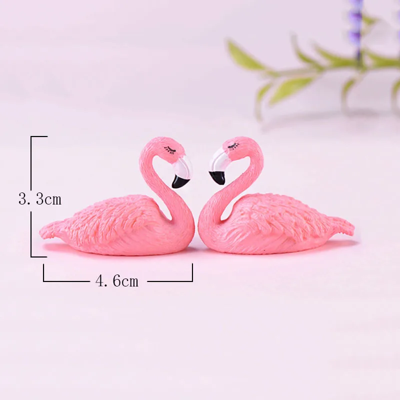02 Flamingo 2 2 шт./компл. 2 см* 3 см микро Фламинго миниатюрная фигурка Животные украшения набор «сделай сам» для Цветущий сад небольших растений украшения - Цвет: 02 Flamingo 2