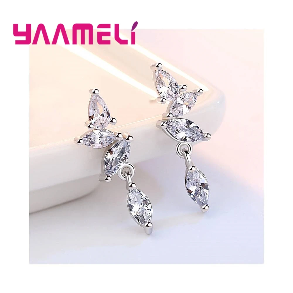 Оптовая продажа длинные висячие серьги из стерлингового серебра 925 пробы с ярким