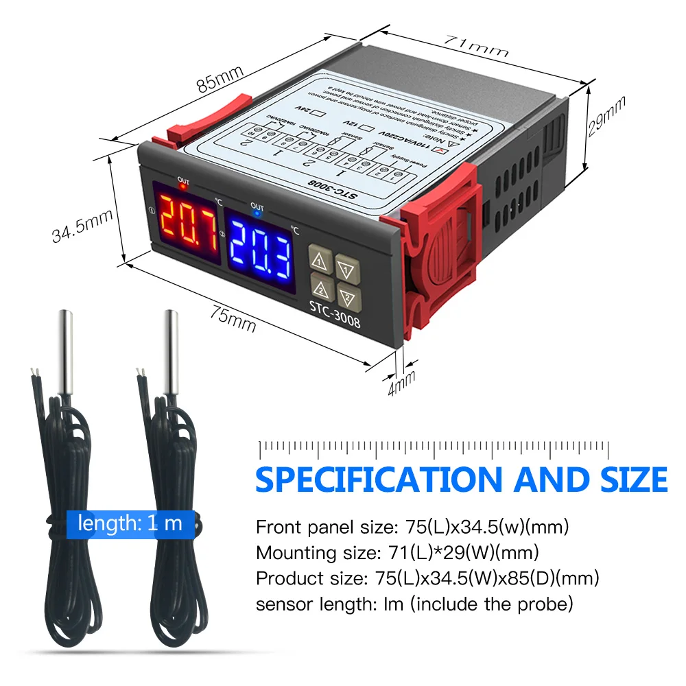 STC-1000 STC-3000 STC-3008 STC-3018 светодиодный цифровой Температура контроллер термостат терморегулятор инкубатор 12V 24V 110V 220V