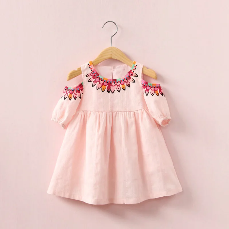 

Baby Kids Girl Fashion Sweet Printed Shoulder Princess Summer Dress Girls Children Clothes Vestidos