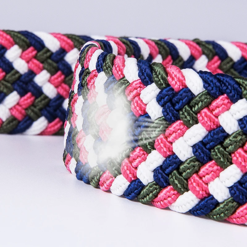 

BR-0061 Men's Women Elastic Belt for jeans Pink Casual Belts High Quality Canvas Woven Knitted Belt Pin Buckle 3.5cm Width