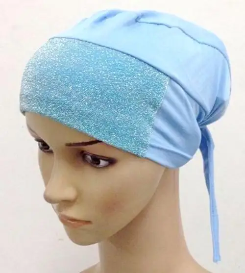 light blue Мусульманский Хиджаб подшарф шапка шаль ислам тюрбан шарф растягивающаяся Арабская внутренняя Шапка Повязка для головы хиджаб кристалл конопли платок - Цвет: light blue