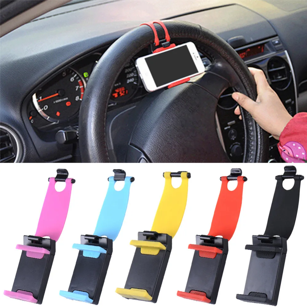 Universal Car Steering Wheel Mobile Phone Holder Stand Bracket for iPhone Xiaomi Samsung Huawei Meizu Width of suitable 55-75mm
