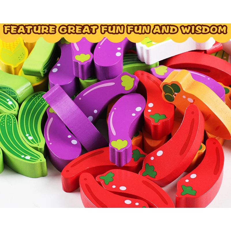 Детские деревянные овощи игрушки Кувыркающиеся Укладки Башня Дженга башня для