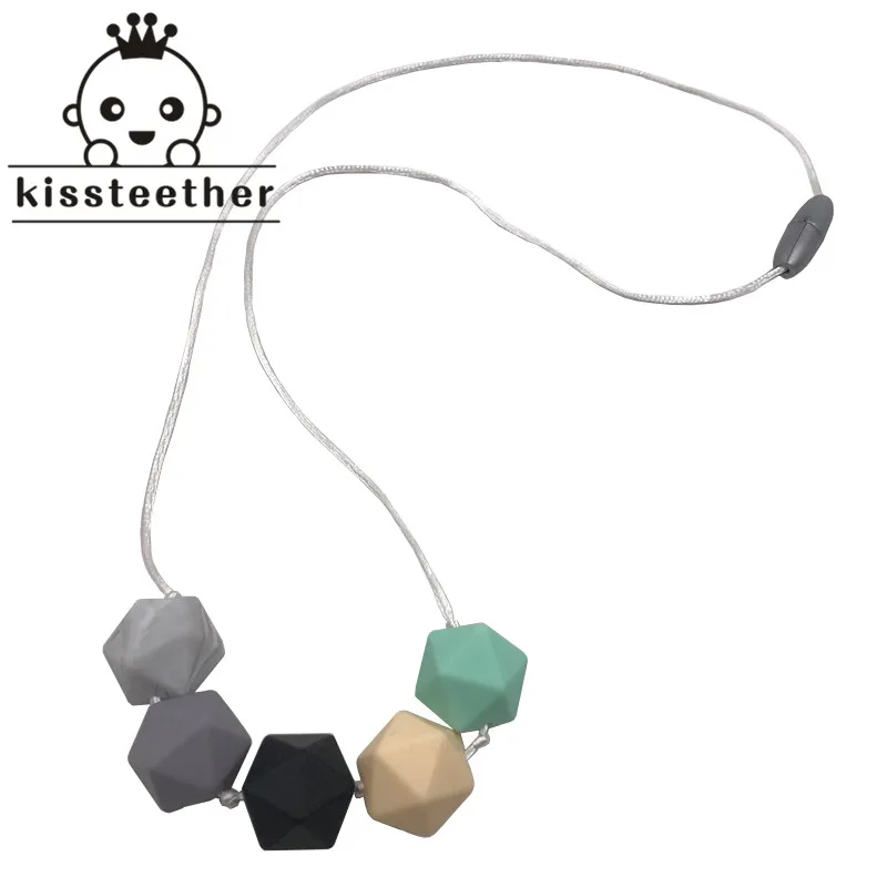 Collar de dentici&oacute;n de beb&eacute; para mam&aacute;, collar de dentici&oacute;n de silicona, pulsera sin BPA-5