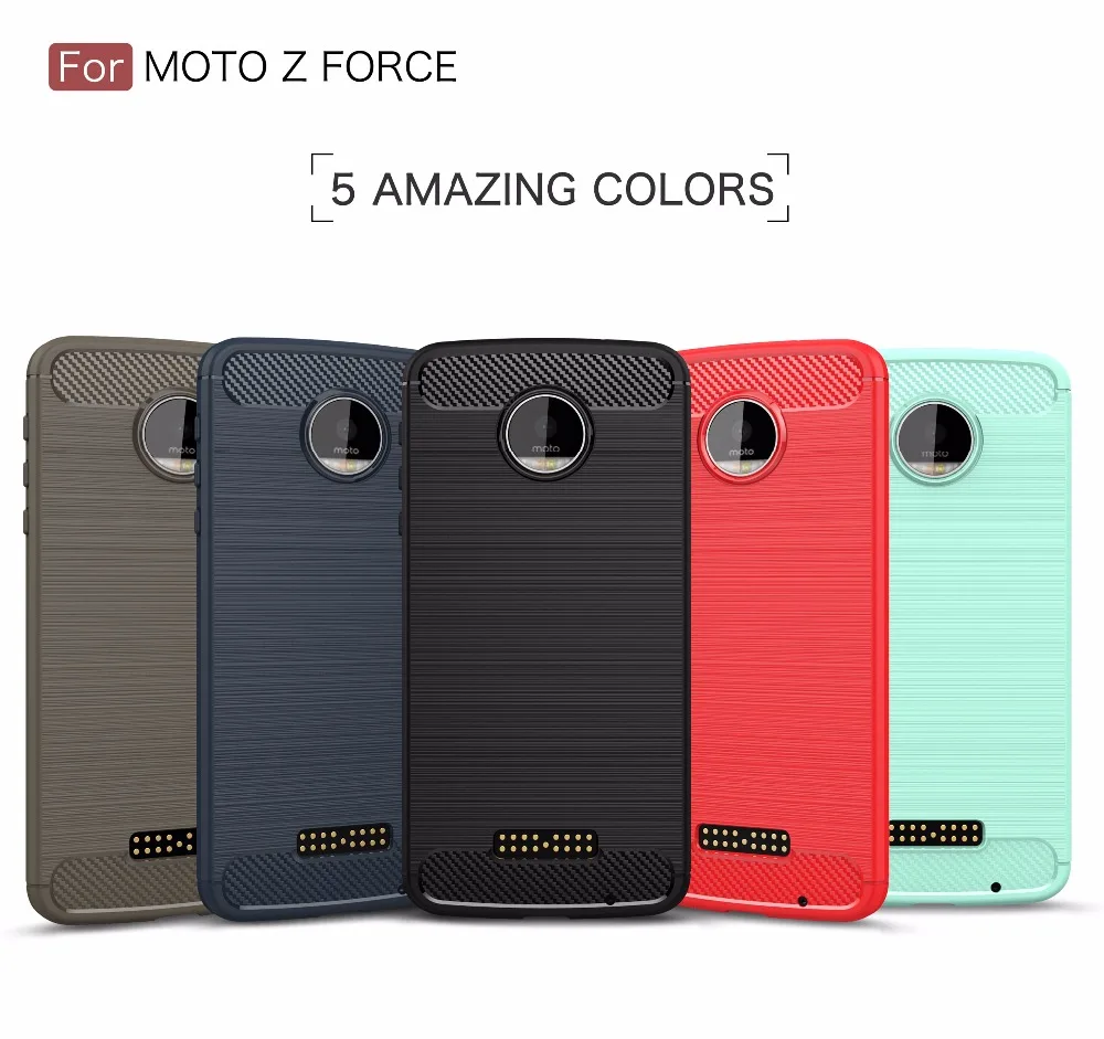 Окружающей среды Carbon Fiber Case Для Motorola MOTO Z Force Мягкая Противоскольжения Обложка