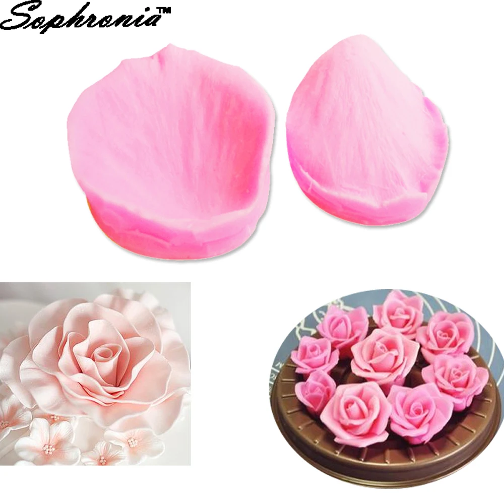 Sophronia 3D Rose Flower Petals Veiner Fondant Cake Decoration Sugar Silicone Mold Cookie Chocolate Fondant DIY m175