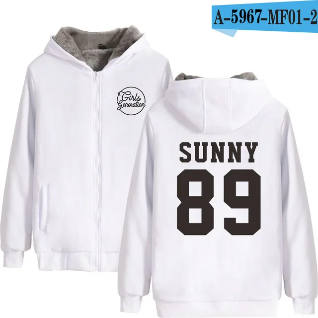 white KPOP SNSD, зимняя толстовка с капюшоном для девочек, Флисовая теплая куртка-толстовка с длинным рукавом, толстовки на молнии, Толстовка для мужчин и женщин - Цвет: white