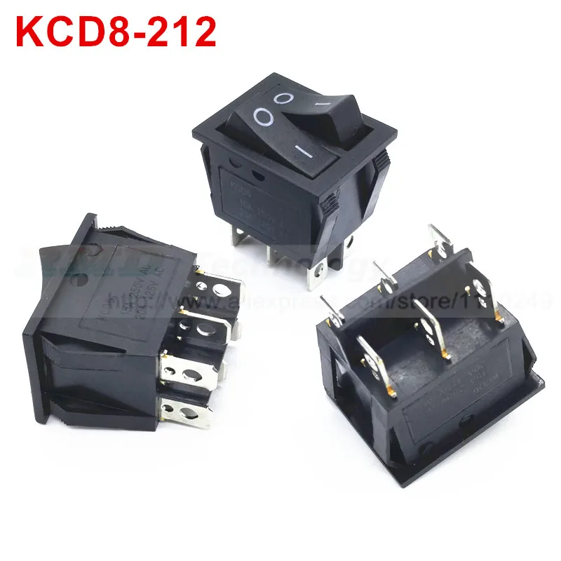 5 шт./лот деликатный клавишный переключатель KCD8 AC 250 в 15 а 6 контактный черный