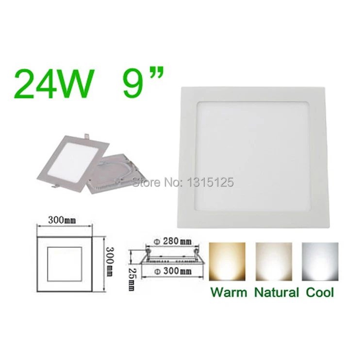 

40PC/LOT High quality SMD2835 24W LED Recessed ceiling light, Square LED Panel Lights 300mm, AC85-265V LED Lamp +free shipping