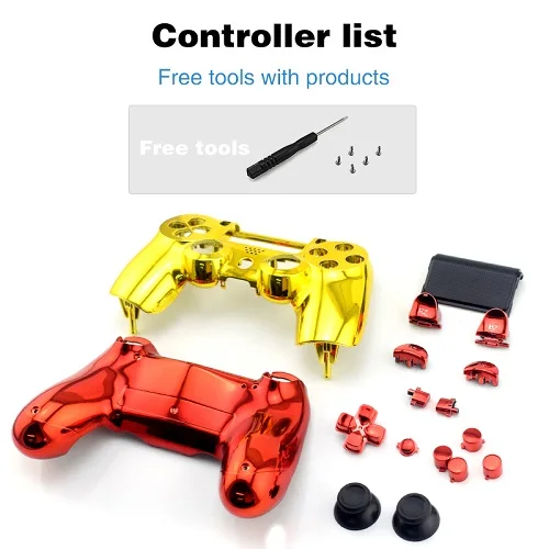 Shell full set kit Чехол для контроллера sony PlayStation 4 dualshock4 PS4, золотой, красный, хромированный, полный комплект - Цвет: Shell full set kit