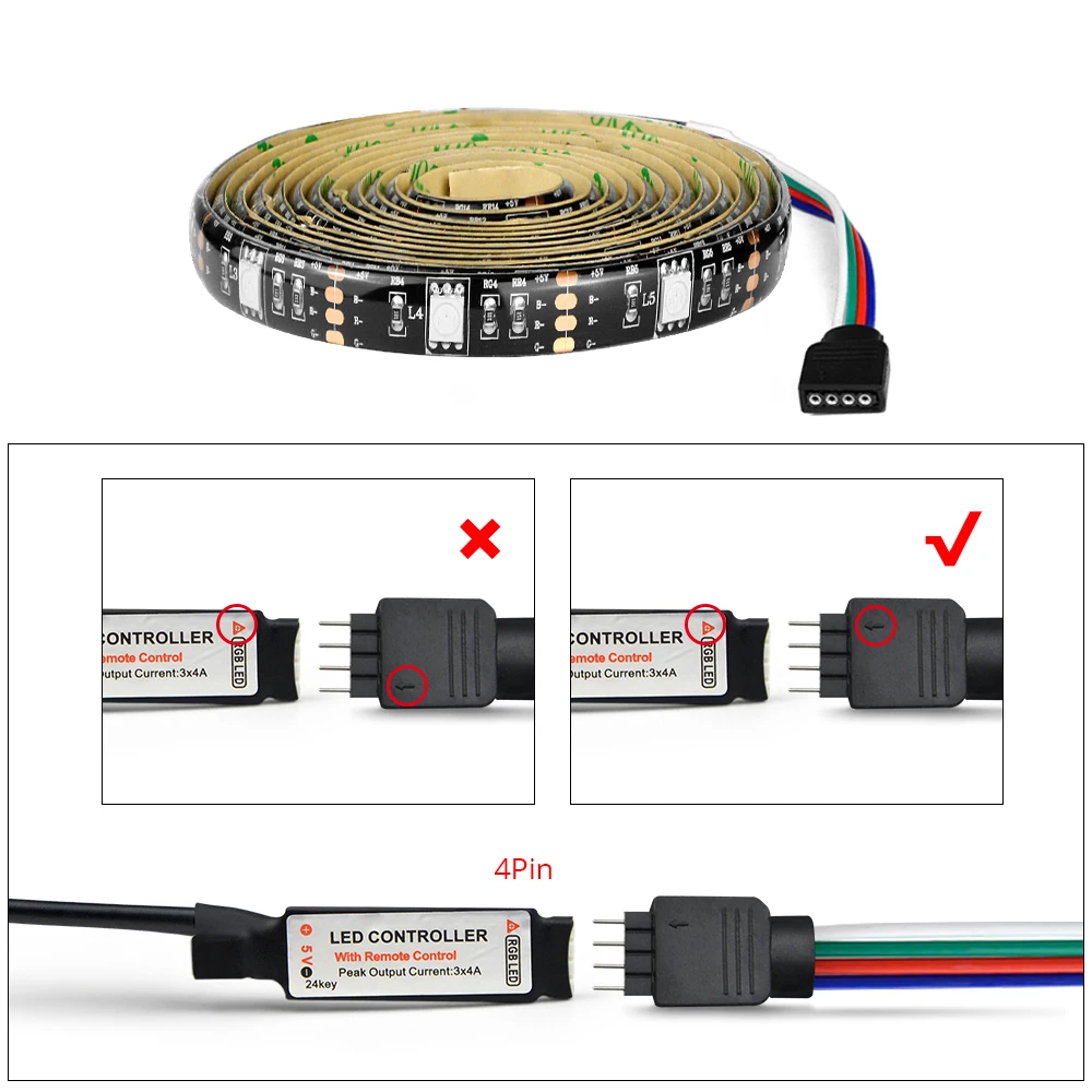 Светодиодная лента RGB 5050 5 В 1/2 м не водонепроницаемая|Светодиодные ленты| |